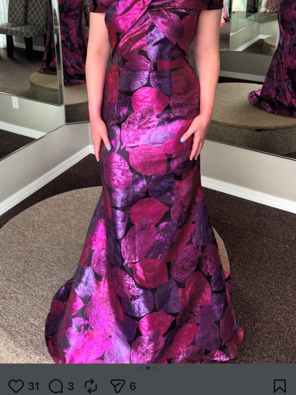 Fuchsia & Purple Floral Satin Mermaid MOB/MOG Dress